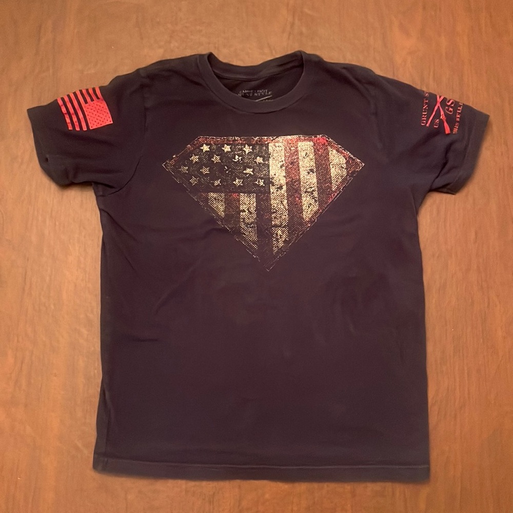 🇺🇸 👧 Grunt Style kids “Superman” L T-shirt American flag 🇺🇸